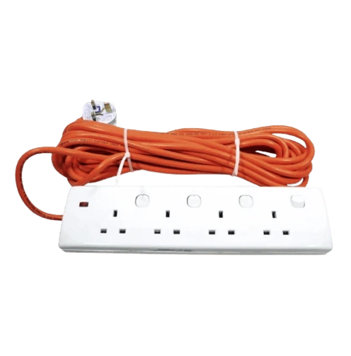 image-removebg-preview (69) (1) Orange | Extension Wire Cord | 10 Meter | 4 Way | 13A | Multi Plug | Trailer Socket - Image 1